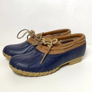 L.L. Bean Low Top Rubber Moc Duck Boots Waterproof Women's Size 7 Blue/Gum